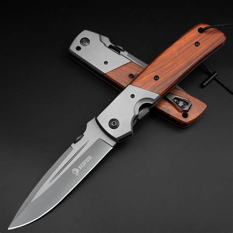 Nedfoss Huge Pocket Knife For Men 11 Hunting Folding Knife With Wood Handle 5 Large Blade
