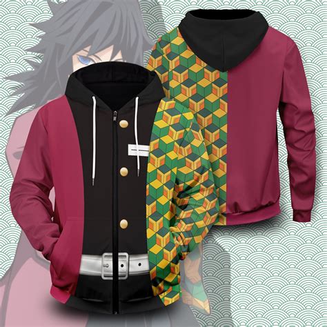 Kimetsu no Yaiba Hoodies - Giyu Tomioka Unisex Zipped Hoodie Demon