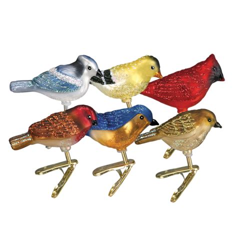 Miniature Songbird Clips By Old World Christmas Glass Ornaments