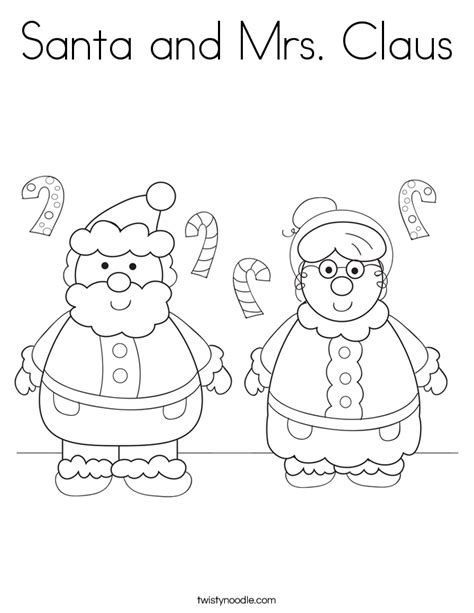 Vector illustration coloring page of santa and mrs claus standing hugged and waving their hands for christmas. Santa and Mrs Claus Coloring Page - Twisty Noodle