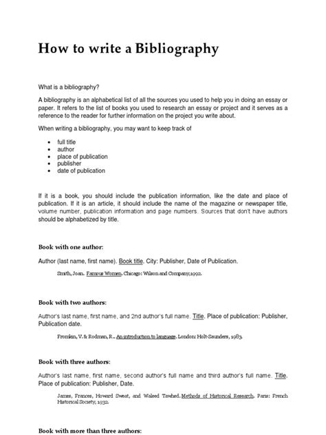 Bibliography Sample Format Bibliography Books