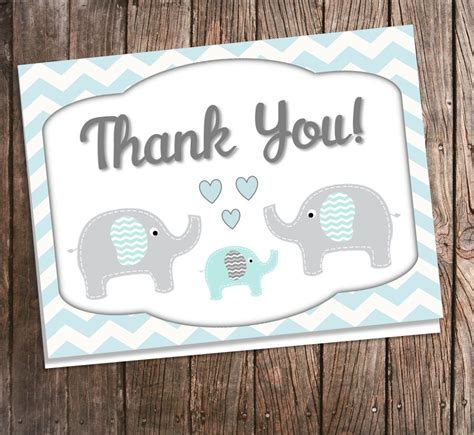 Elephant Thank You Cards For Baby Shower By Bluepandainvitations