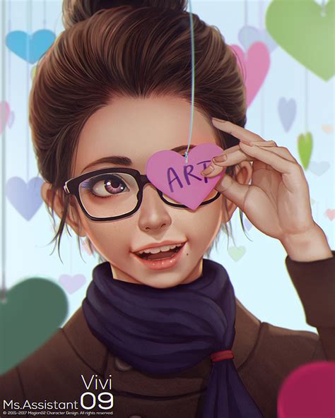 Safebooru 1girl Brown Hair English Glasses Heart Magion02 Mole Mole Under Mouth Msassistant
