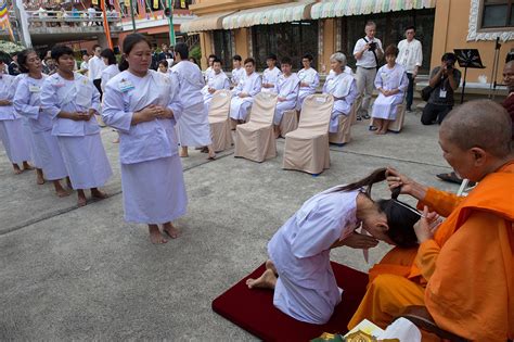 rebel female buddhist monks shave their heads as they continue to battle for religious rights