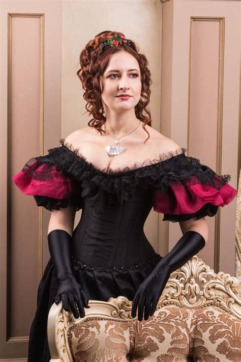 Red And Black Victorian Ballroom Dress Handmade Beads Etsy Costume