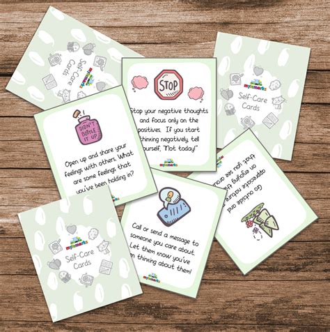 Inspirational quote dont be afraid to put yourself first lettering written in black, pink flat style. Self-Care Cards (+Poster)
