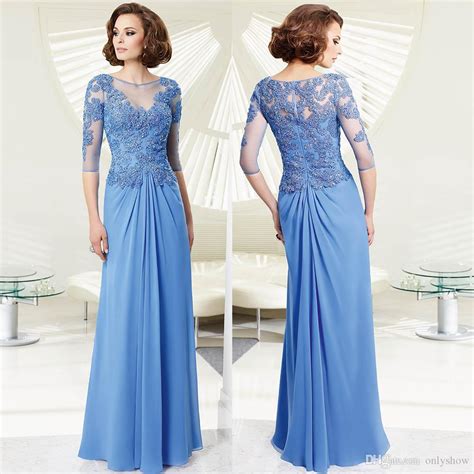 Elegant Light Blue Mother Of The Bride Groom Dresses 12 Long Sleeve