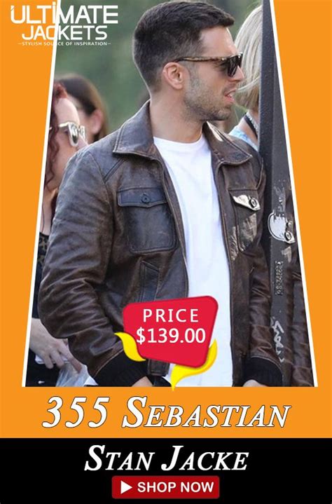 355 Sebastian Stan Jacket | Brown Leather Jacket | Film Jacket | 45% OFF | Leather bomber jacket ...