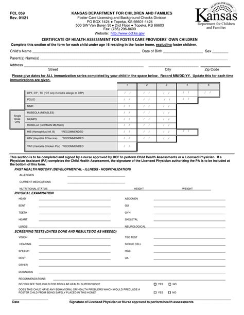 Form Fcl059 Download Printable Pdf Or Fill Online Certificate Of Health