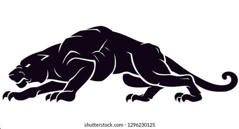 Panther Crouching Silhouette Stock Vector Royalty Free 1296230125