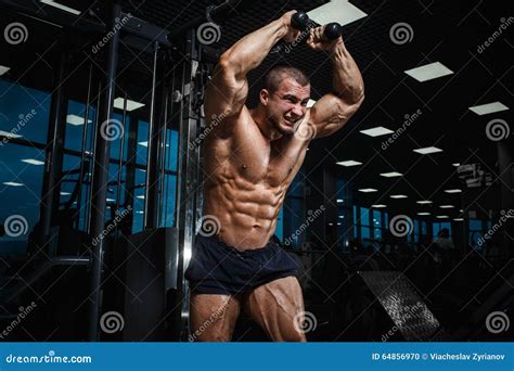 Bodybuilder Torso With Arms Up Ripped Abs And Pecs With Nipple