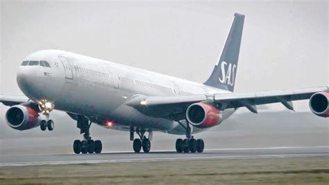 Heavily Loaded Sas Airbus A340 300 Oy Kbc Departing From Copenhagen