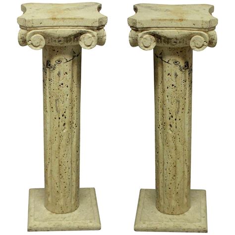 Pair Of Midcentury Travertine Marble Column Pedestals For Sale At 1stdibs