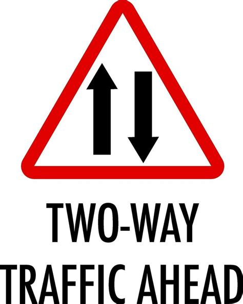 Two Way Traffic Ahead Sign On White Background 2007296 Vector Art At
