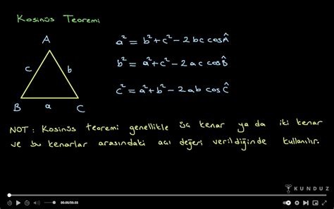Kosin S Teoremi Ve Sin S Teoremi Trigonometri Ders Notlar Kunduz