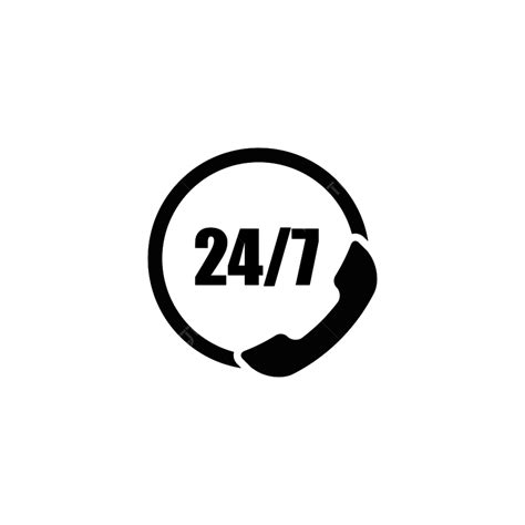 значок телефона колл центра 24 7 на белом фоне Png Вектор Часы на