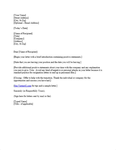 Professional resignation letter samples and templates to use in australia. Free Letter of Resignation Template | Resignation Letter ...