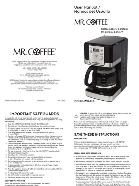 Mr Coffee Grinder Manual