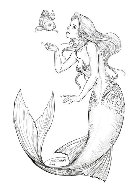 Mermaid Sketch Pimterst Drawing Merman Sketch Drawing Idea
