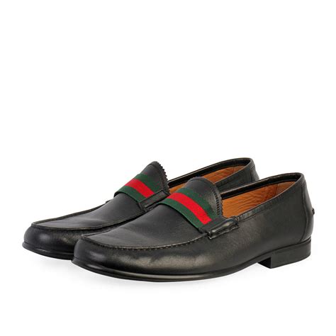 Gucci Leather Web Moccasins Loafers Black S 44 10 Luxity