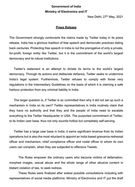 Press Release Of The Gois Reponse To The Twitters Claims Today Goi