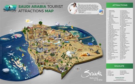 Saudi Arabia Tourist Map Assam Artist
