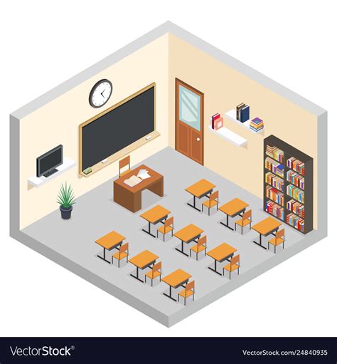Isometric Classroom Education Room Teaching Vector Image