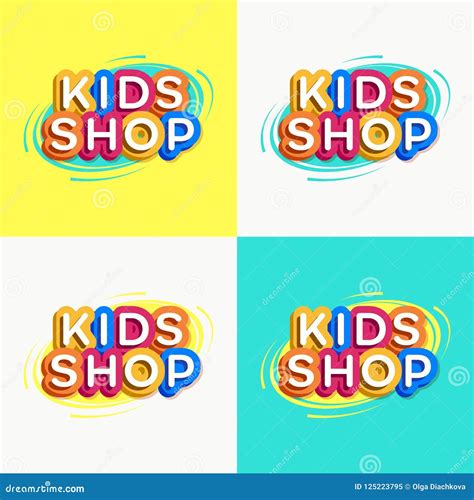 Vector Kids Shop Logo Set Colorful Style Stock Vector Illustration Of