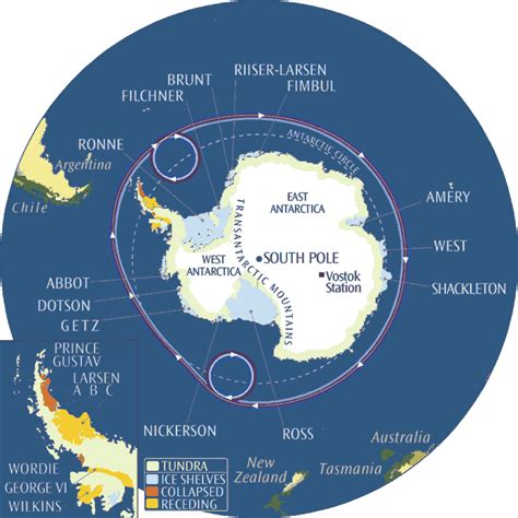 Map Of Antarctic Geography Ice And Currents The Global Education
