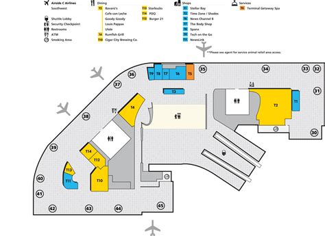 Tampa Airport Map Tpa Printable Terminal Maps Shops