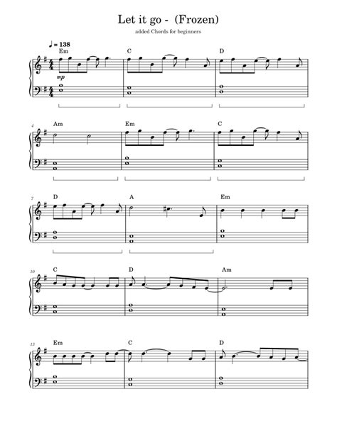 Let It Go From Frozen Sheet Music For Piano Solo