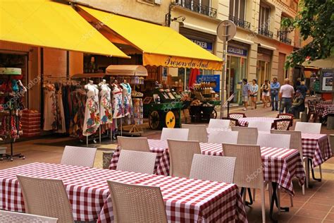 French Traditional Sidewalk Cafe In Old Town Of Nice France Stock
