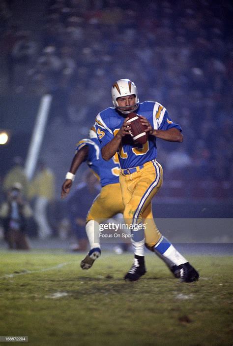 Quarterback Johnny Unitas Of The San Diego Charger Drops Back To Pass