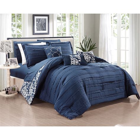 Oliver And James Francis Navy Blue 10 Piece Comforter Set Queen