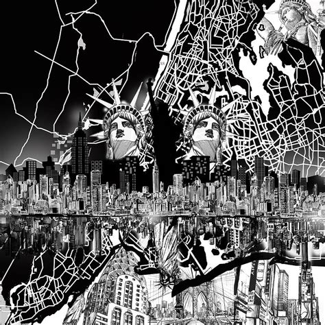 New York Map Black And White 2 Digital Art By Bekim M Pixels Merch
