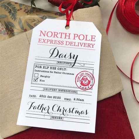 personalised north pole express delivery tag by homegrown print co north pole express school
