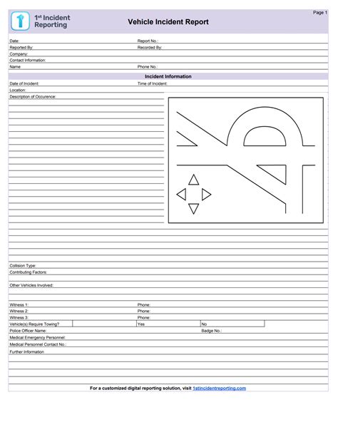 Free Downloadable Vehicle Accident Report Form 1st