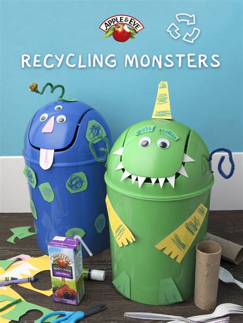 Recycling Monsters Apple And Eve Recycling For Kids Recycle