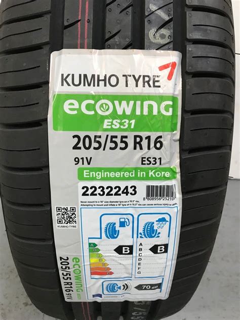 4 X 20555 R16 Kumho Ecowing Es31 91v 205 55 16 2055516 Four Tyres