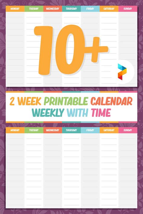 10 Best 2 Week Printable Calendar Weekly With Time Pdf For Free At