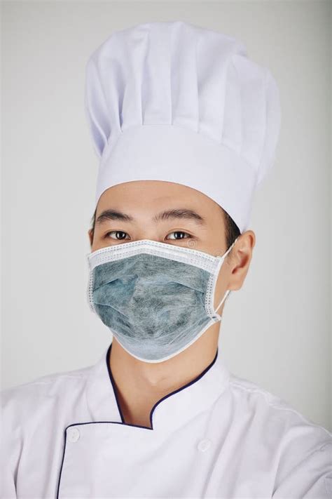 Restaurant Chef In Medical Mask Stock Image Image Of Kitchen