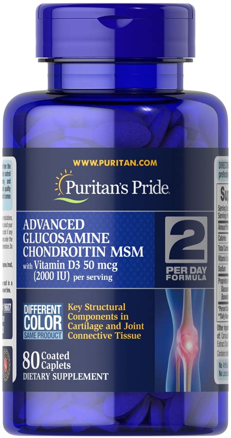 Advanced Glucosamine Chondroitin With Vitamin D3 80 Caplets 19607 Puritans Pride