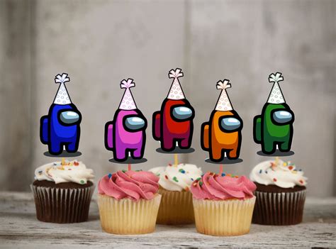 Among Us Birthday Cupcake Toppers Birthday Decor Etsy Australia