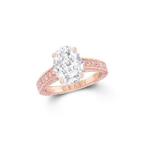 Flame Oval Diamond Engagement Ring With Pink Diamonds Graff Diamonds