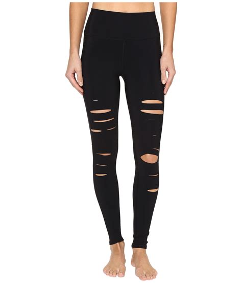 Alo Yoga Synthetic Ripped Warrior Leggings In Black Lyst