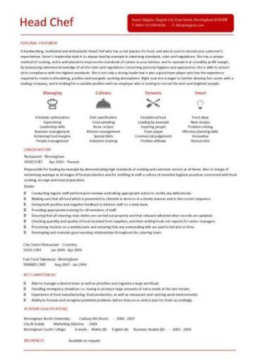 Indian Chef Resume Sample Word Pdf Template