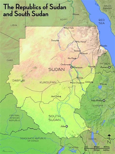 Physical Map Of Sudan South Sudan