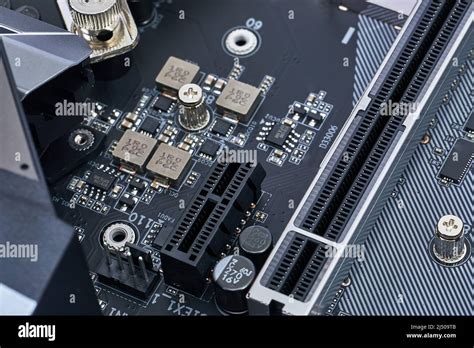Motherboard Detail Pci E Slots For Extension Cards Stock Photo Alamy