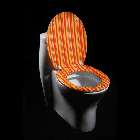 Orange Cabana Stripe Designer Melamine Toilet Seat Free Shipping On