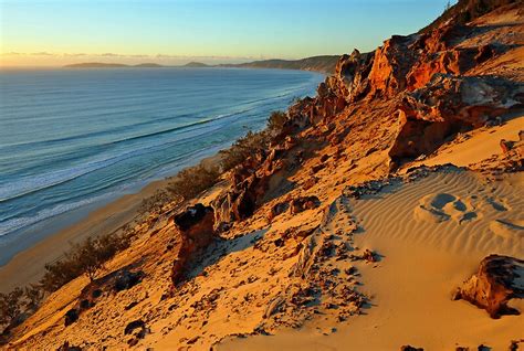 Coloured Sands At Sunrise Rainbow Beach Queensland Australia By